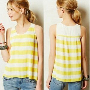 Anthropologie MAEVE Yellow Citron White Stripe Top